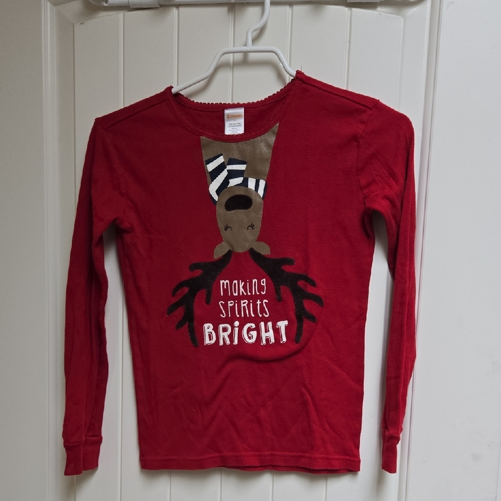 Gymboree 100% cotton Dark Red Make the Spirits Bright Long sleeve kids shirt 12